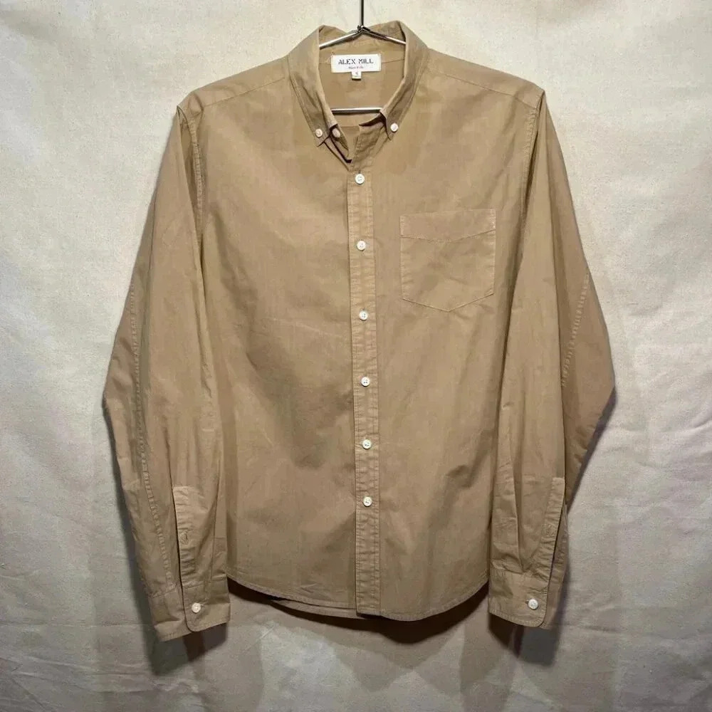 Alex Mill | Mill Cotton Poplin LS Button Down - Sand / Sz S - Picture 5 of 9